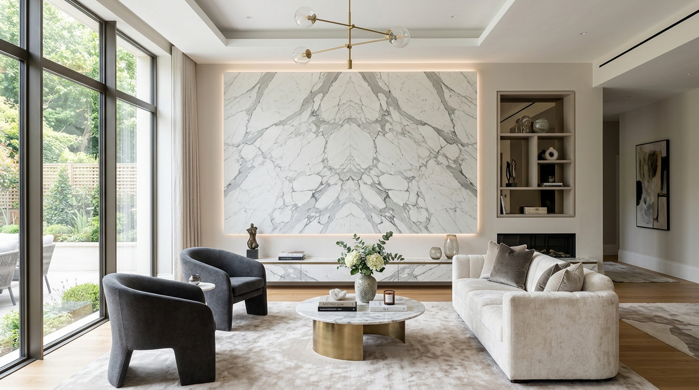 Zarif Mermer Salon Duvarı